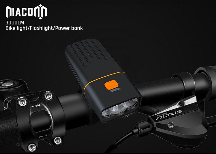 CREE Xml 3000 Lumen USB Bike Light Aluminum 30W Power Bank For Bike Headlight